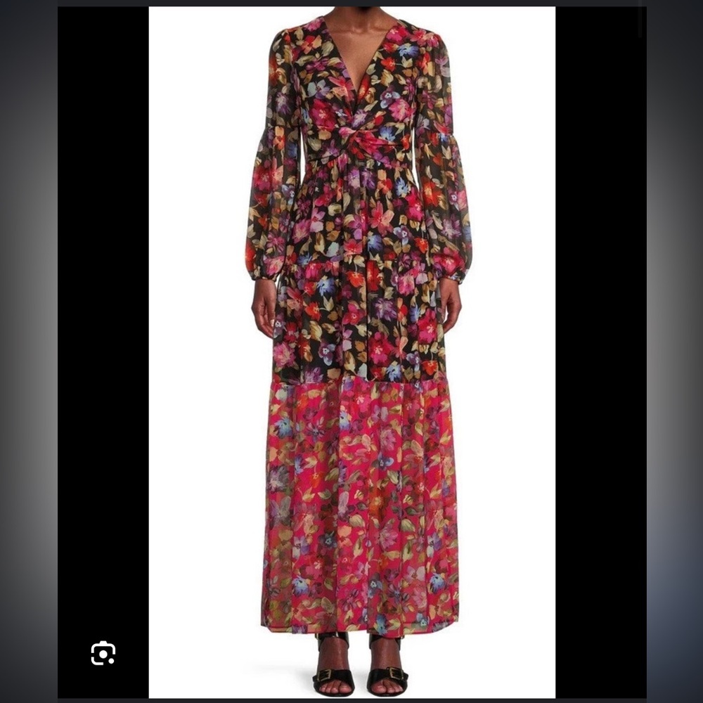 Vince Camuto Multicolor Floral Long Sleeve Dress